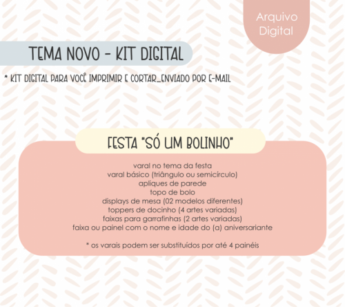 KIT DIGITAL ‘SÓ UM BOLINHO’ PERSONALIZADO