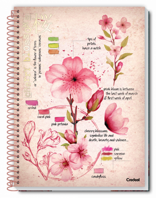 Caderno Colegial Botanical CD 1 materia Espiral 80 folhas Credeal